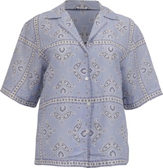 Sandro Sandro Livia Paisley-Print Button-Down Shirt in Blue Linen