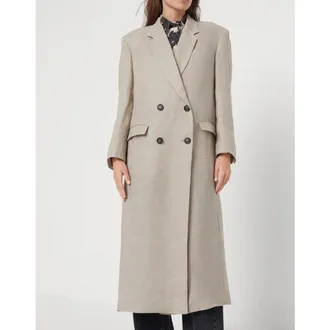 Brunello Cucinelli Beige Linen Double-Breasted Overcoat, Brand Size 38 (US Size 4)