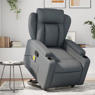 vidaXL Vidaxl - Sill&oacute;n Reclinable De Masaje De Pie Cuero Artificial Gris