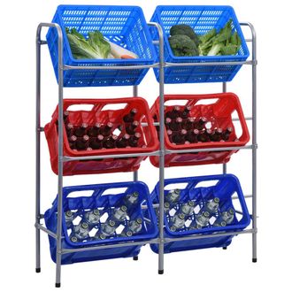 vidaXL Estanter&iacute;a Almacenaje Para 6 Cajas Acero Plateado 96x33x116 Cm Vidaxl