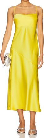 Susana Monaco Satin Bias Cut Slip Dress In Lemon