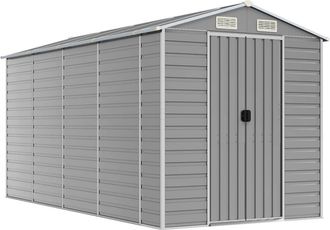 vidaXL Cobertizo De Jard&iacute;n Acero Galvanizado Gris Claro 191x385x198 Cm Vidaxl