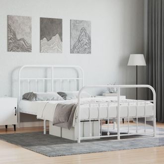 vidaXL Estructura Cama Sin Colch&oacute;n Con Estribo Metal Blanco 120x190 Cm Vidaxl