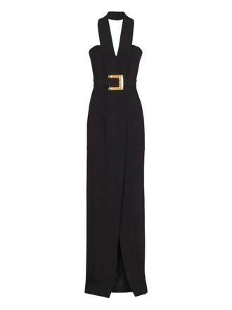 Balmain halterneck buckle-embellished dress - Black