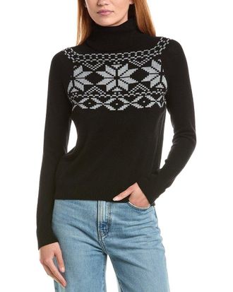 Sofiacashmere Sofiacashmere Fairisle Turtleneck Wool & Cashmere-Blend Sweater