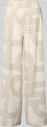 Comma Hose aus Leinen-Elasthan-Mix im Allover-Look in Offwhite, Gr&ouml;&szlig;e 34/32