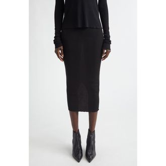 Rick Owens Rib Virgin Wool Blend Skirt in Black at Nordstrom, Size Medium