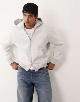 Asos pesante squadrata comoda in tessuto effetto scuba grigio ghiaccio con zip