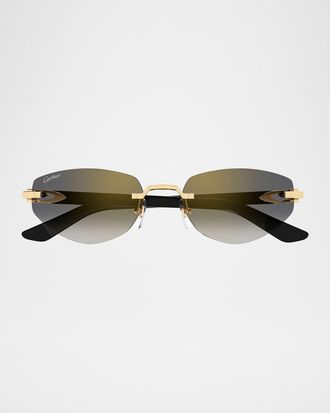 Cartier C Decor Cat-Eye Metal Sunglasses
