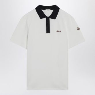 Moncler White Cotton Piqu&eacute; Polo Shirt With Embroidered Logo