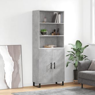 vidaXL Vidaxl - Aparador Alto Madera Contrachapada Gris Hormig&oacute;n 69,5x34x180 Cm