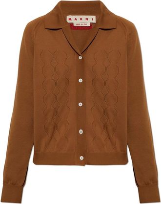 Marni Truien & Vesten, Dames, Bruin, S, Polyester, Cardigan met kraag