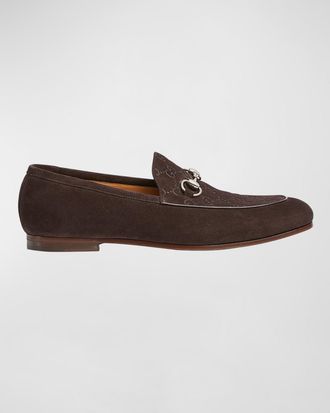 Gucci Mens Jordy Guccissima Suede Loafers