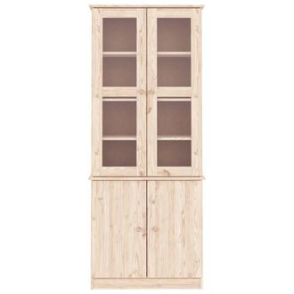 Berkfield Home Glass Display Cabinet ALTA 77x35x186.5 cm Solid Wood Pine in Light Tan