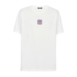 Balmain T-Shirts, male, White, Size: S Jersey T-shirt