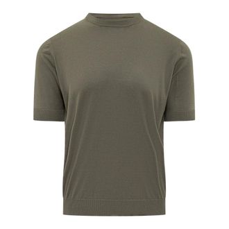 FILIPPO DE LAURENTIIS Round-neck Knitwear, male, Green, Size: 3XL Short-sleeve Silk Sweater