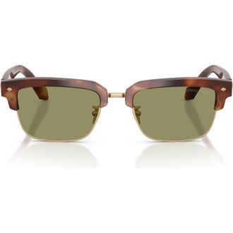 A|X Armani Exchange 52mm Rectangular Sunglasses in Brown Havana /Green at Nordstrom