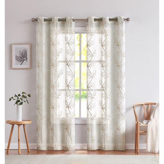 Dainty Home Set of 2 Sheer Curtain Panels in Linen at Nordstrom Rack, Size 76X96