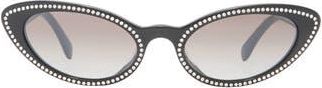 Miu Miu 53mm Cat Eye Sunglasses in Black /Grey Gradient Flash at Nordstrom Rack