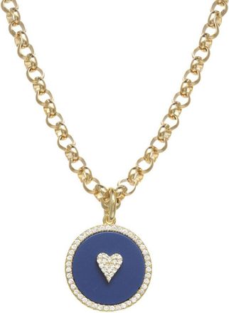 Rachel Reinhardt Jewelry 14K Over Silver Blue Lapis Cz Pendant Necklace
