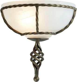 Loops Wall Light Twisted Iron Frame Glass Shade Black Gold LED E27 60W