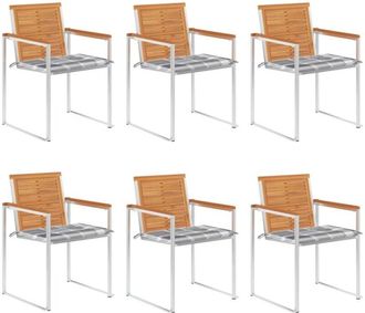 vidaXL Vidaxl - Sillas De Jard&iacute;n Y Cojines 6 Unidades Madera Maciza De Acacia