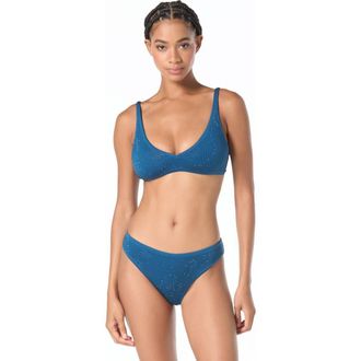 Michael Kors Rhinestone Studded Solids Bra Top in River Blue at Nordstrom, Size X-Small