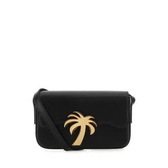 Palm Angels Black Leather Palm Beach Bridge Crossbody Bag