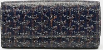 Goyard Navy Blue Goyardine Coated Canvas Varenne Continental Wallet