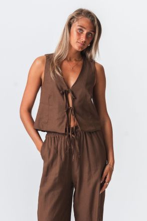 Perform Collection Linnen vest - Bruin