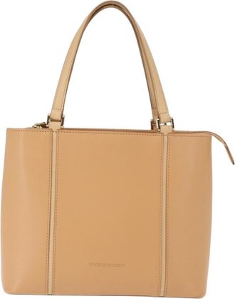 Burberry Vintage Handbag Leather Beige Leather Handbag (Pre-Owned)