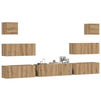 vidaXL Vidaxl - Mueble Para Tv De Pared Madera Contrachapada Artesanal 7 Piezas