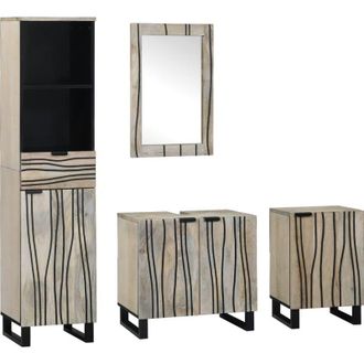 vidaXL Vidaxl - Juego De Muebles De Ba&ntilde;o 4 Pcs Marr&oacute;n Nogal 38 X 33 X 160 Cm