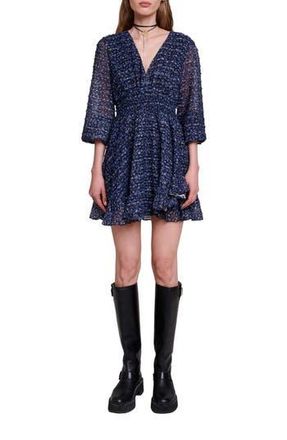 Maje Rwali Boucl&eacute; Minidress in Blue at Nordstrom Rack, Size 3 (Fits Like 8 Us) / 40 Eu