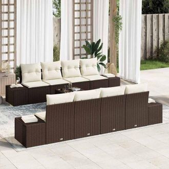 vidaXL Conjunto De Sof&aacute; De Jard&iacute;n 7 Pcs Marr&oacute;n Y Crema 55 X 55 X 37 Cm Vidaxl
