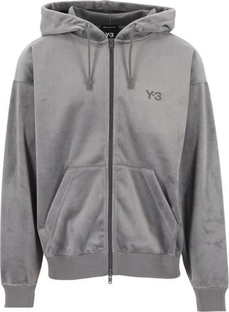Yohji Yamamoto Velvet Zip Hoodie - Heren - Vesten met rits - Grijs - XS - Hoodies & sweatvesten