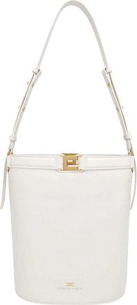 Elisabetta Franchi Structured Bucket Bag With Naplak Texture And Logo Detail