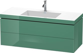 Duravit Lavabo Para Muebles Duravit L-cube C-bonded Con Base, Colgante, 120x48 Cm, 2 Cajones, Sin Rebosadero, 1 Agujero Para Grifo, Color: Jade Laca Alto Bril