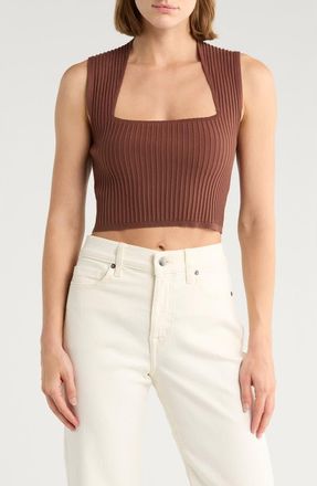 NSR Square Neck Sleeveless Knit Top in Chocolate at Nordstrom Rack, Size X-Large