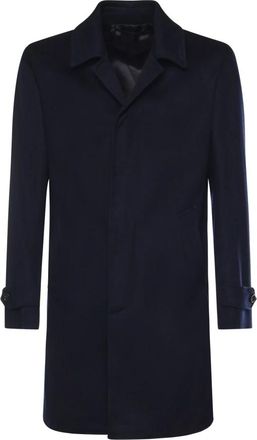 Luigi Bianchi Mantova Single-Breasted Coats - Heren - Mantel - Blauw - 4XL - Kasjmier - Jassen