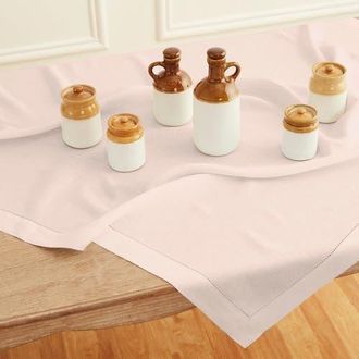 Solino Home Linen Table Throw - Classic Hemstitch, 52 x 52 Inch, 52 x 52 Inch in Pink at Nordstrom, Size Medium