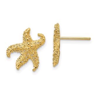 Diamond2Deal 10k Yellow Gold Starfish Shape Stud Earrings L 14mm, W 11mm