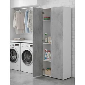 Dmora Armadio Multiuso 2 Ante - 3 Ripiani 5 Vani, Grigio Cemento, -, 80x182h cm Cucuta