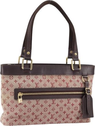 Louis Vuitton Lucille Handbag Mini Lin Red Canvas Handbag (Pre-Owned)
