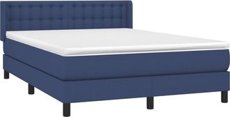 vidaXL Cama Box Spring Con Colch&oacute;n Tela Azul 140x200 Cm Vidaxl