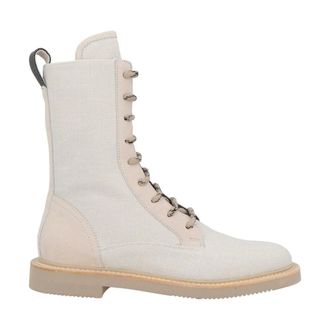 Brunello Cucinelli Brunello Cucinelli, Lace-up Boots, female, Beige, Size: 9 1/2 US Lace-up Ankle Boots