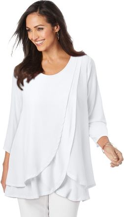 Jessica London Double-Layer High-Low Tunic in White at Nordstrom, Size 20