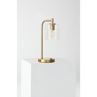 Brightech Elizabeth 5.5 Glass Shade LED Table Lamp with USB and Wireless Charging Pad, Bulb Included in Polished Brass at Nordstrom