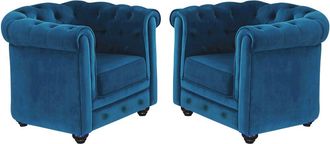 Vente-Unique Lotto di 2 poltrone in velluto Verde petrolio