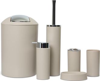 OEM Juego De Accesorios De Ba&ntilde;o De 6 Piezas, Pl&aacute;stico Beige, Portacepillos De Dientes, Dispensador De Jab&oacute;n, Para El Hogar